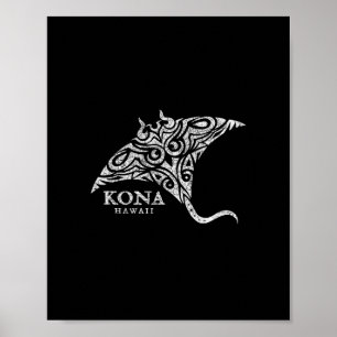 Vintage Kona Hawaii Manta Ray Boys Girls Souvenir Poster