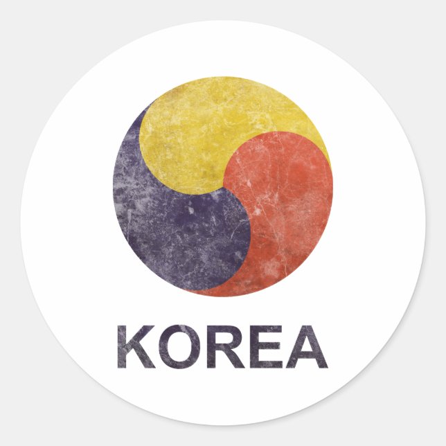 Vintage Korea Classic Round Sticker (Front)