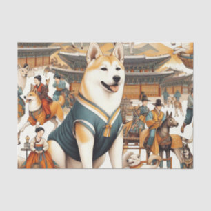 Vintage Korean Jindo Dog Seamless Illlustration Tissue Paper