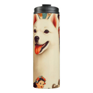 Vintage Korean Jindo Illustration Thermal Tumbler