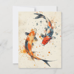 Vintage Korean Watercolor Painting Postcard