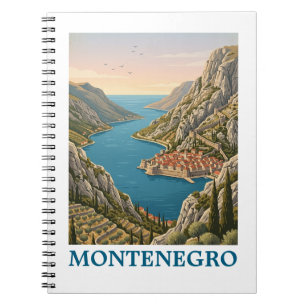 Vintage Kotor Bay Montenegro Balkan Scenery Notebook