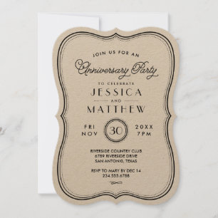 Vintage Kraft Art Deco Anniversary Party Invitation