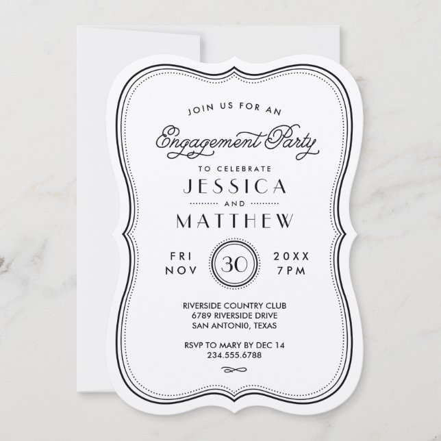 Vintage Kraft Art Deco Engagement Party Invitation (Front)
