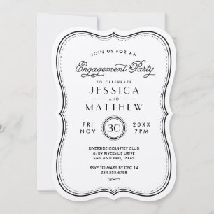 Vintage Kraft Art Deco Engagement Party Invitation