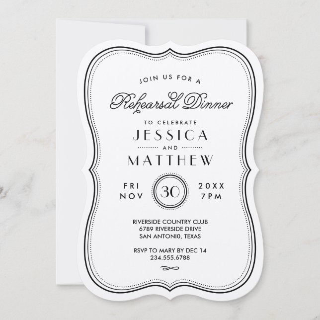 Vintage Kraft Art Deco Wedding Rehearsal Dinner Invitation (Front)