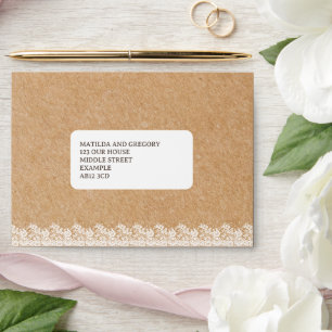 Vintage Kraft Floral Lace Envelopes