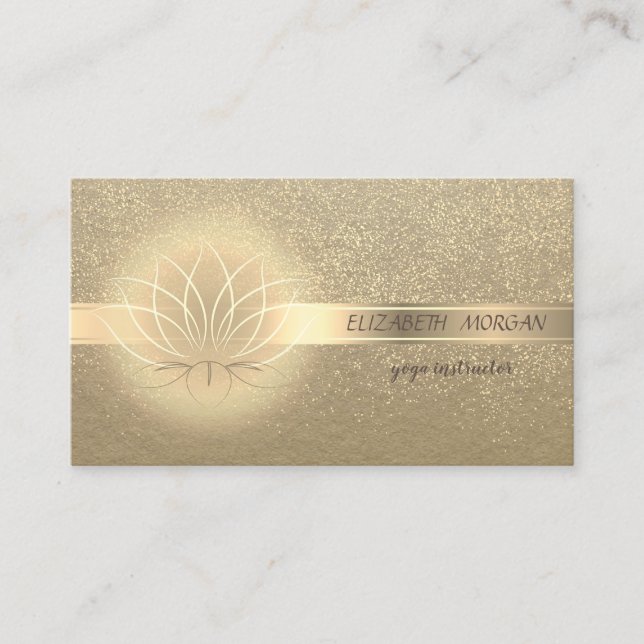 Vintage ,Kraft,Gold Confetti, Lotus Business Card (Front)