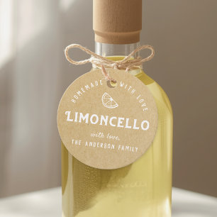 Vintage Kraft Homemade Limoncello Gift Favour Tags