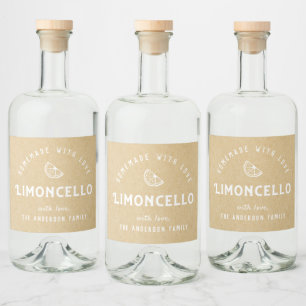 Vintage Kraft Homemade with Love Limoncello Liquor Bottle Label