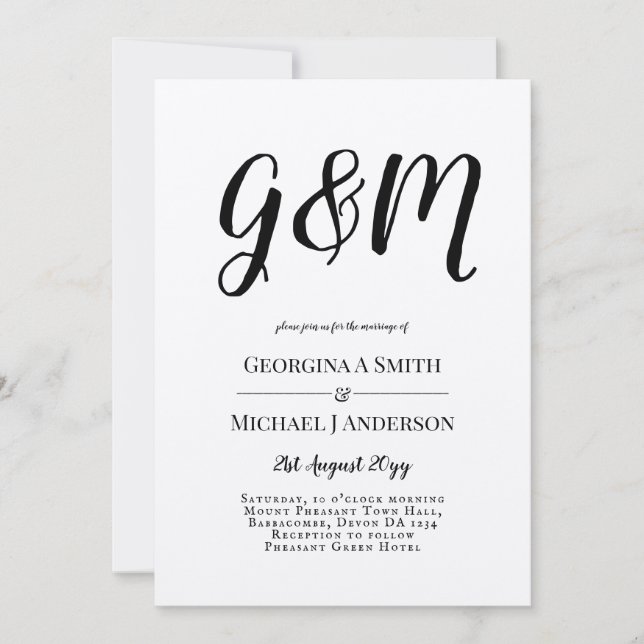 Vintage Kraft Monogram Typography Wedding Invitation (Front)