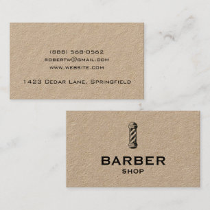 Vintage Kraft Paper Barber Pole Barber Shop Business Card
