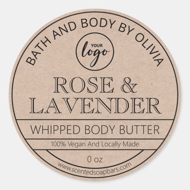 Vintage Kraft Paper Body Butter Labels (Front)