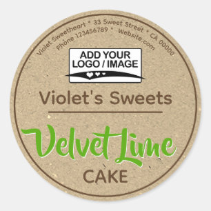 Vintage Kraft Paper Green Cupcake Pastry Label