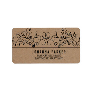 Vintage Kraft Paper Ornamental Rustic Wedding Label