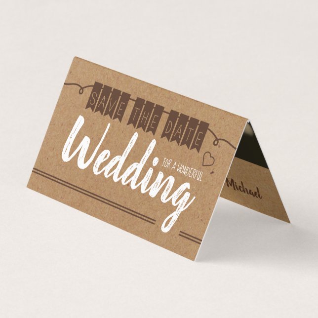 Vintage Kraft Paper, Photo Save The Date Card (Front)