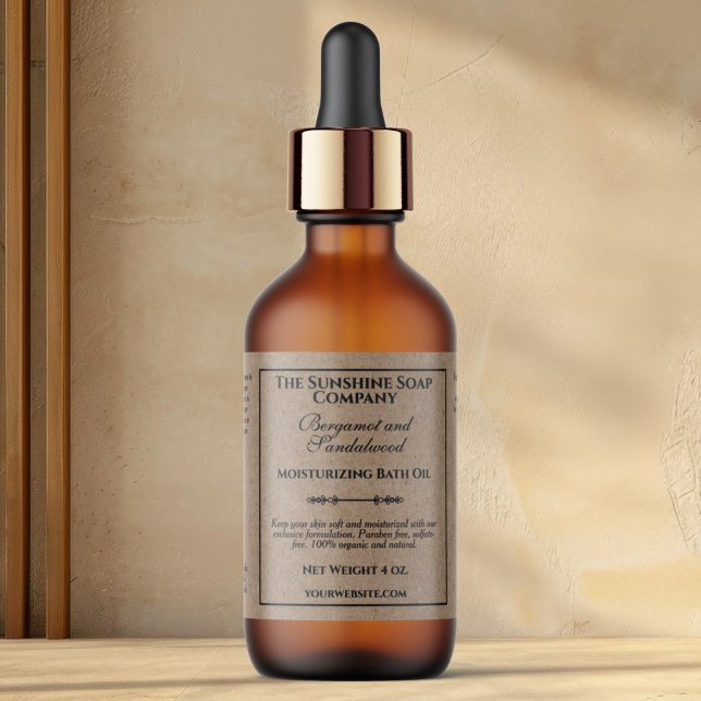 Vintage Kraft Paper Style Cosmetics Bottle Label (Creator Uploaded)