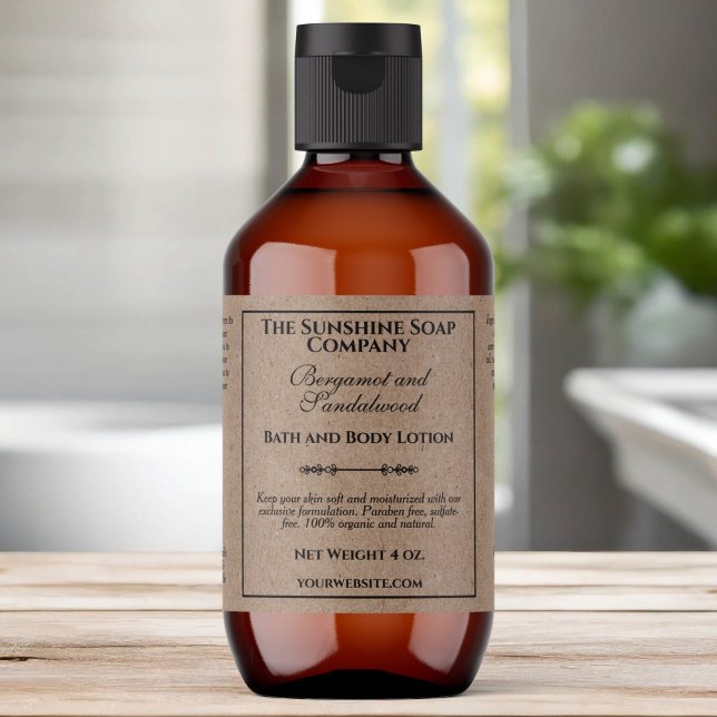 Vintage Kraft Paper Style Cosmetics Bottle Label (Creator Uploaded)