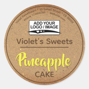 Vintage Kraft Paper Yellow Cupcake Pastry Label