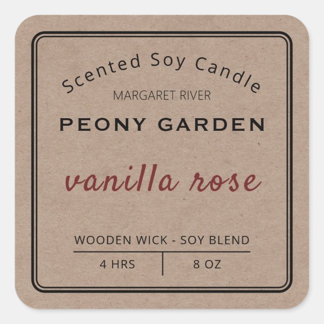 Vintage Kraft Soy Candle Labels (Front)