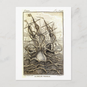 Vintage Kraken / Giant Octopus Postcard
