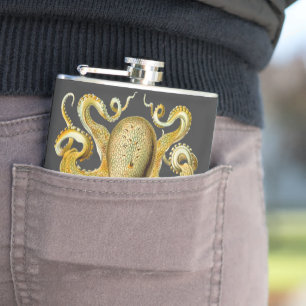 Vintage Kraken, Octopus Gamochonia, Ernst Haeckel Hip Flask