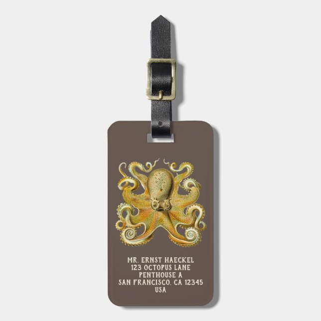 Vintage Kraken, Octopus Gamochonia, Ernst Haeckel Luggage Tag (Front Vertical)