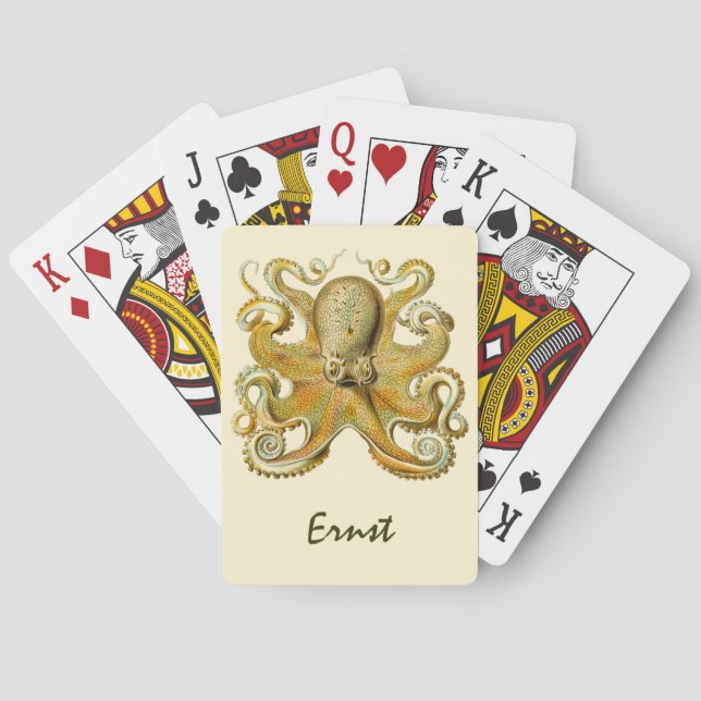 Vintage Kraken, Octopus Gamochonia, Ernst Haeckel Playing Cards (Back)