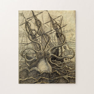 Vintage Kraken Print Jigsaw Puzzle