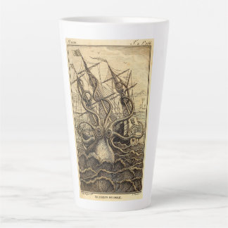 Vintage Kraken Print Latte Mug