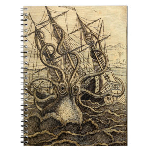 Vintage Kraken Print Notebook