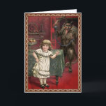 Vintage Krampus and Child Holiday Card<br><div class="desc">Vintage Victorian creepy Krampus sneaking up on a naughty child Christmas card. If I was a child during these times,  I would dread Christmas. High quality,  restored vintage image.</div>