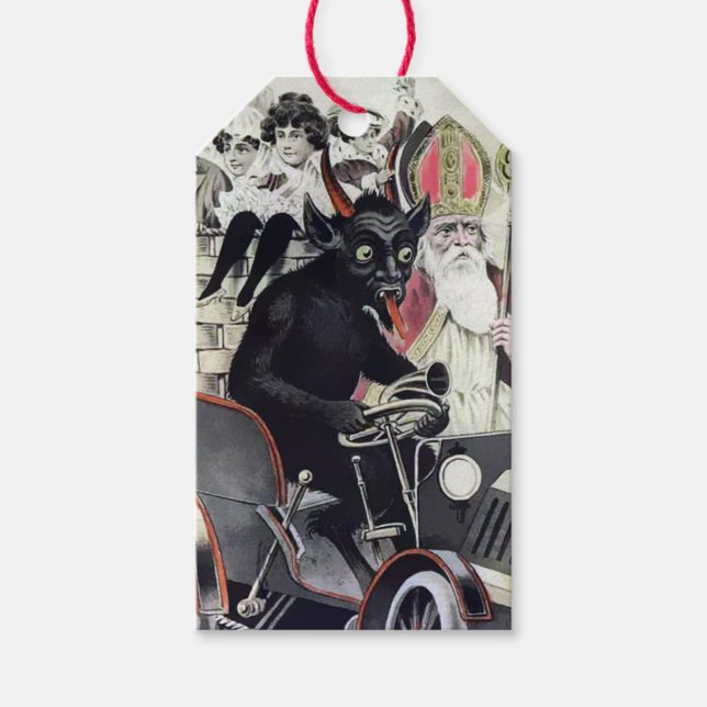 Vintage Krampus and Santa Gift Tags (Front)