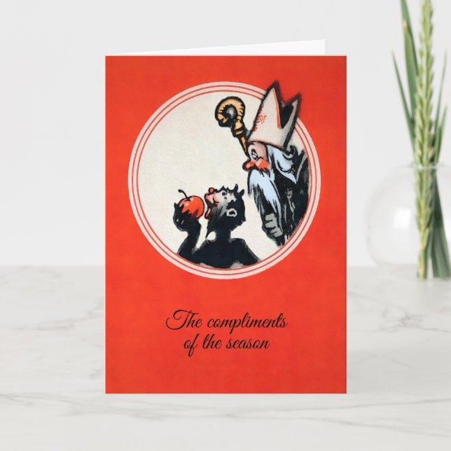 Vintage Krampus and St. Nick Christmas Card (Front)