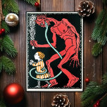 Vintage Krampus Art Christmas Card<br><div class="desc">Vintage red Krampus art Christmas card. High quality,  restored vintage image.</div>
