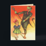 Vintage Krampus Christmas Card<br><div class="desc">Krampus Christmas cards for those of you that probably aren't on the Nice list! Krampus is the one who comes and gathers the bad children at Christmas time. He grabs them, puts them in his basket and takes them back to his "evil lair" for his dinner. He doesn't stop at...</div>