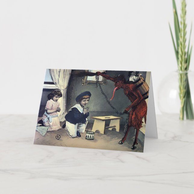 Vintage Krampus Christmas Holiday Card (Front)