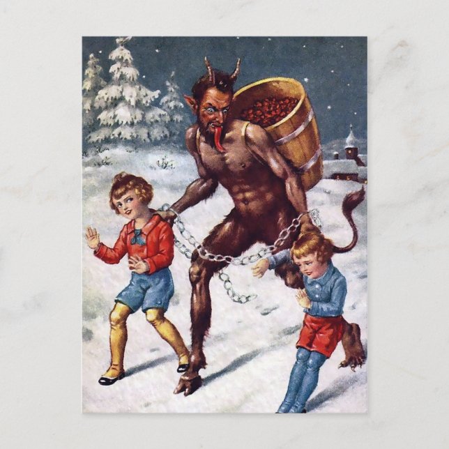 Vintage Krampus Christmas Postcard (Front)