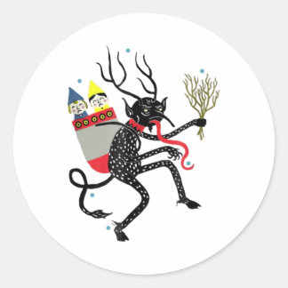 Vintage Krampus Classic Round Sticker