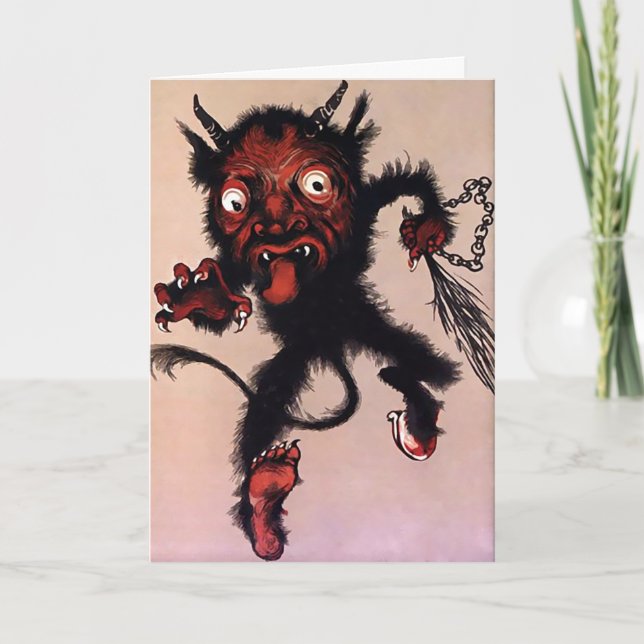 Vintage Krampus Devil Christmas Card (Front)