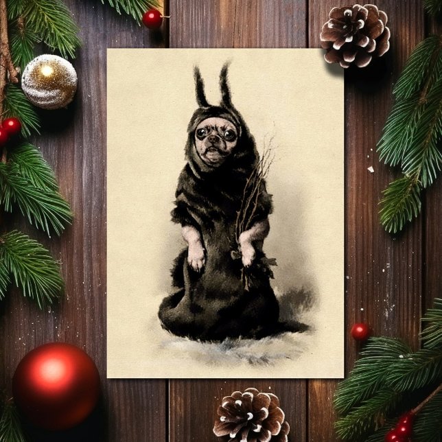 Vintage Krampus Dog Christmas Holiday Card (Creator Uploaded)