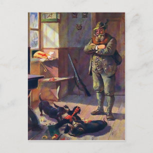 Vintage Krampus Doll with Dogs Postcard