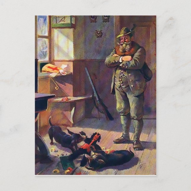 Vintage Krampus Doll with Dogs Postcard (Front)