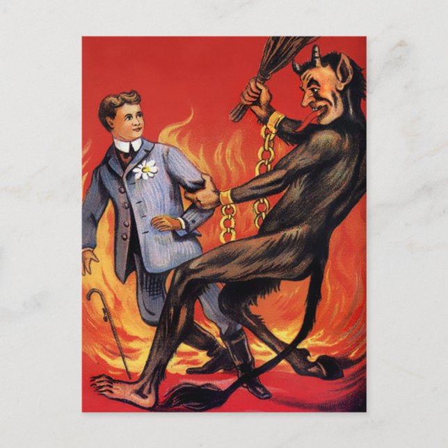 Vintage Krampus in Hell Postcard (Front)