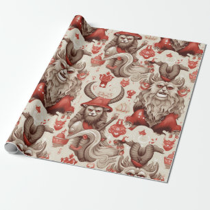 Vintage Krampus Pattern Wrapping Paper