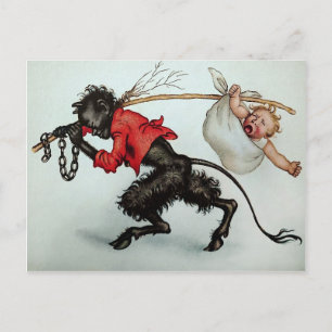 Vintage Krampus Stealing a Baby Postcard