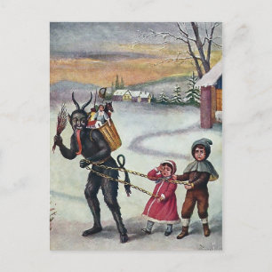 Vintage Krampus Taking Children Postcard