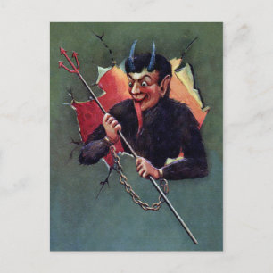 Vintage Krampus with Pitchfork Postcard