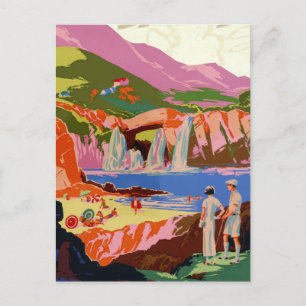 Vintage Kuling China Golfer's and Landscape Travel Postcard