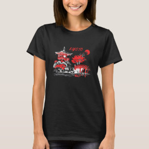 Vintage Kyoto Japan Ancient Temple Landscape Autum T-Shirt